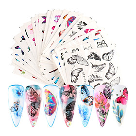 30 Sheets Butterfly Nail Art Stickers Water Transfer Nail Sticker Butterfly Flower Nail Decals Nail Art Decoration