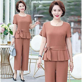 Bộ Đồ Thun Nữ Trung Niên Cho Mẹ Đính Cườm Giản Dị AB20 - Hàng Quảng Châu Cao Cấp