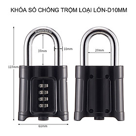 Mua Khóa số chống trộm loại lớn với móc khóa thép cứng D10mm  vỏ hợp kim kẽm mạ không gỉ