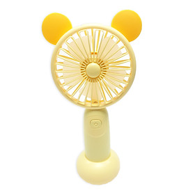 Quạt Mini Cầm Tay Cao Cấp Tiện Dụng 2 Tốc Độ Gió, Kèm Đế Tròn Để Bàn, Có Đèn Led Và Usb Cắm Sạc Hình Tai Chuột