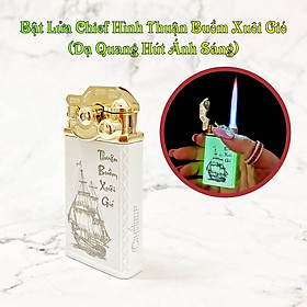 Mua Hộp quẹt bật lửa khè Chief búng tay đánh lửa dạ quang hút ánh sáng hình thuận buồm xuôi gió - (xài gas)
