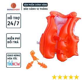 Áo phao tập bơi Yesure Step 2 tiện dụng dành cho bé 3-6 tuổi(<30 kg), nhựa PVC màu cam bắt mắt an toàn cho bé, không thấm nước, dễ dàng vệ sinh - Hàng Chính Hãng Tặng kèm bịt tai Silicone