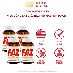 Combo 4 Hộp 30v - Viên Uống FAZ Ecogreen Hỗ Trợ Giảm Mỡ Máu, Điều Hòa Tim Mạch