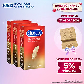 Bộ 3 Bao Cao Su Durex Fetherlite – Hộp 12 bao