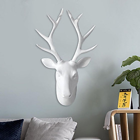 3D Deer Head Statue Wall Mount Animal Figurines Home Office Decor