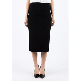 Chân Váy Midi Cúc Bọc De Leah - Đen (Size