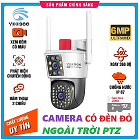 Mua (New 2024) Camera Ngoài trời Có đèn báo PTZ YooSee 6.0Mpx 1 mắt cố định và 1 mắt quay 360 độ - Góc Rộng - Siêu Nét có Tiếng Việt - Hàng chính hãng