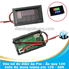 Vôn kế đo điện áp Pin - Ắc quy 12V hiển thị dung lượng pin 12V - 60V