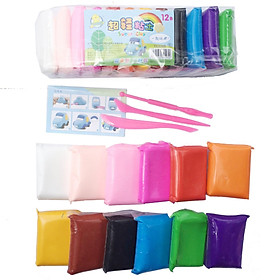 Đất sét nặn soft clay nguyên liệu làm slime 12 gói màu khác nhau