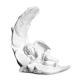 Cherub Statue Sleeping Baby Angel Statue Cherub Figure Decorative White Cherub Figurine Angel Sculpture for Bookshelf Home Garden Desk Shelf