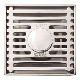 Phễu thu sàn, thoát sàn chống hôi có đường thoát cho máy giặt Inox SUS 304 10X10cm Eurolife EL-HG05