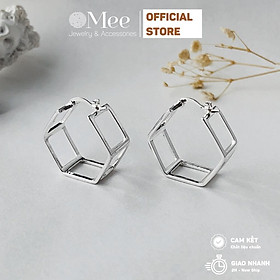 Bông tai bạc Mee khuyên tai tròn bản hở cá tính - E6638