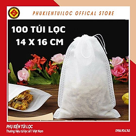 Mua COMBO 100 TÚI LỌC VẢI TRÀ  CAFE  THẢO DƯỢC... CÓ DÂY RÚT 14X16CM