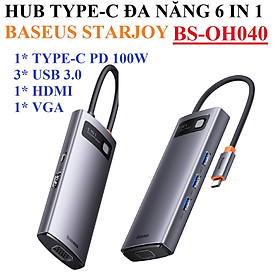 Mua   Starjoy 6 IN 1   Hub / bộ chia cổng Type-c đa năng 6 trong 1 Baseus STARJOY BS- OH040 _ Hàng chính hãng