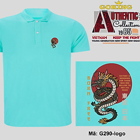 BORN FREE, mã G290-logo. Áo thun polo nam nữ, form unisex. Áo phông cổ trụ Goking, vải cá sấu 3D, công nghệ chống nhăn Nhật Bản