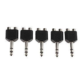 5pcs 1/4'' 6.35mm/6.5mm Stereo Male To Dual RCA Female Adapter Male to 2 Female Audio Adapter Splitter for Sound Equipment (Double Channel)