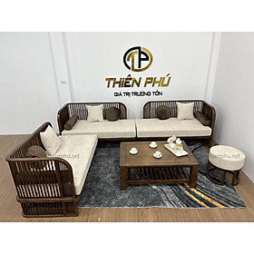Mua Sofa gỗ phòng khách phong cách Indochine  đệm mút bọc nỉ UKILI cao cấp