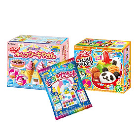 Combo 3 hộp kẹo sáng tạo popin cookin: kem socola + cơm bento + thế giới sắc màu