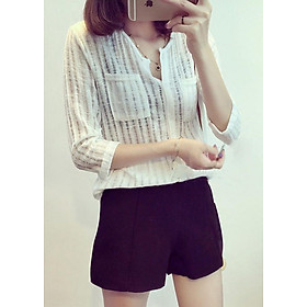 Sơ mi nữ 2 túI Đũi Việt DVSM88