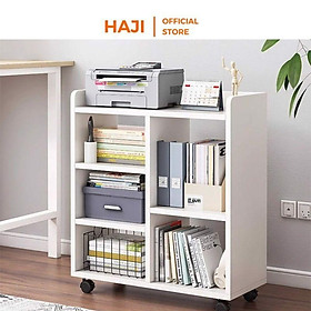 Mua Kệ sách gỗ thông minh HAJI nhiều ngăn có bánh xe tiện dụng  kệ sách trang trí A173