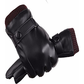 Găng tay da nam cảm ứng 10 ngón chống nước giữ ấm NEW