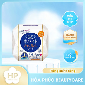 Khăn Giấy Tẩy Trang Dưỡng Trắng Da Kosé Softymo White Cleansing Sheet W (52 miếng)