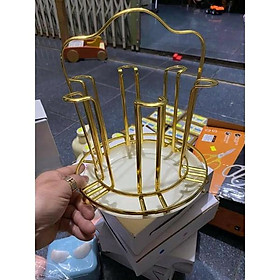 Kệ úp cốc , bộ 1 bình + 6 cốc thủy tinh Deli Glassware