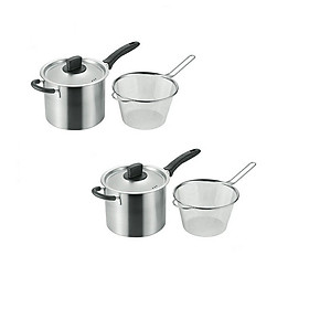 Combo 02 Bộ nồi lửng 2in1 hấp/ luộc inox có tay cầm Tsubame ( 18cm & 22cm ) sử dụng được trên mọi loại bếp - Hàng nội địa Nhật Bản