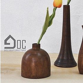 Lọ hoa gỗ đẹp, bình hoa bằng gỗ cắm hoa giả, hoa khô, hoa lụa Góc decor