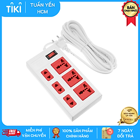 Ổ cắm Điện Quang ECO ĐQ ESK 2WR 6ECO (6 Lỗ, dây dài 2m, màu trắng đỏ)