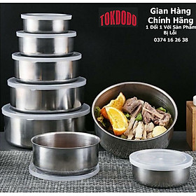 Bộ 5 Thau Inox Đựng Thực Phẩm Nắp Nhựa,  Nhiều Kích Thước, Chất Liệu Cao Cấp Bền Đẹp, An Toàn Vệ Sinh Thực Phẩm 