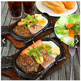 Mua Chảo gang chống dính kèm đế gỗ làm bò né bò bít tết