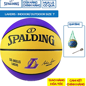 Bóng rổ Spalding NBA Team Los Angeles Lakers 83-510Z Outdoor size 7- Tặng kèm Kim bơm bóng và Túi lưới đựng bóng