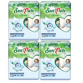 Combo 4 Tã Dán Người Lớn SunMate G2 size M10, M/L10, XL10, M/L18 - Size M10 (10 Miếng/Gói)