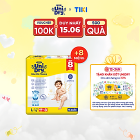 Tã quần UniDry Siêu khô thoáng gói Jumbo mới size L - 68 Miếng + 8 Miếng