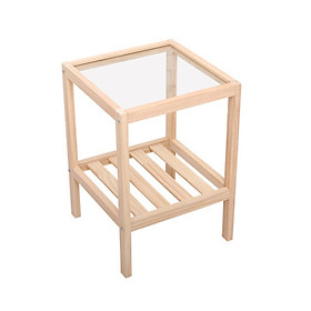 Mua Bàn Trà Hình Vuông Nhỏ Gọn Mặt Kính Chân Gỗ Thông - Kệ Đặt Góc Sofa Phòng Khách - Tủ Tap Đầu Giường Decor Phòng Ngủ Đẹp