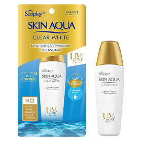 Kem chống nắng Skin Aqua dưỡng trắng, kiểm dầu, dùng hàng ngày dạng sữa Sunplay Skin Aqua Clear White Eco Việt Nam SPF50, PA++++ 25g