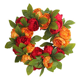 Peony Wreaths 16" Artificial Flower Wreath for Front Door Festival