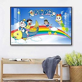Tranh Laminate Tráng Gương - Tranh Treo Tường Phòng Bé Doraemon