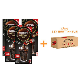 [Tặng 3 LY THUỶ TINH] Combo 4 hộp nước cốt cà phê NESCAFÉ - CÀ PHÊ ĐEN ĐÁ (4 hộp x 5 gói x 75ml)