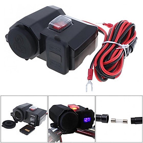 Mtsooning Đôi 12V USB Chống Nước Hệ Thống Cung Cấp Điện Xe Máy Điện Thoại Di Động GPS Cấp Nguồn Cổng Ổ Cắm Sạc