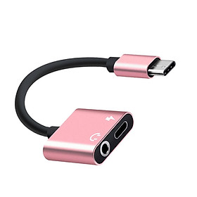 USB タイプc to 3.5mm Headphone   Charging Cable Adapter Pink