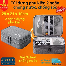 Túi đựng phụ kiện điện thoại 2 ngăn lớn cải tiến kích thước 27cm nhiều ngăn chống nước, chống sốc - Hàng chính hãng D Danido