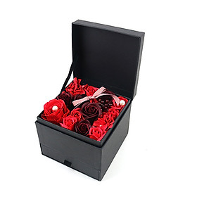 Quà 20-10 - Hộp quà 2 tầng hoa hồng sáp kèm ngăn đựng trang sức