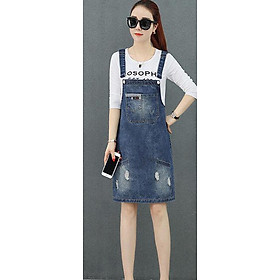 ĐẦM YẾM DENIM LƯNG ĐÍNH LOGO DY788-788DY