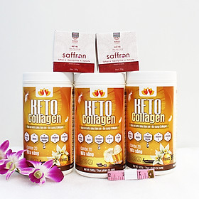 Hình ảnh Combo 3 hộp Keto Collagen 500g [Chính Hãng] - Bữa ăn Keto hỗ trợ GIẢM CÂN SIÊU TIỆN LỢI cho người thực hành Keto và người muốn giảm cân - Giảm 3-7Kg/ 1 tháng [Tặng 2 hộp Mặt nạ Saffron sữa ong chúa và 1 Thước dây