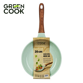 Chảo đúc đáy từ chống dính men đá ceramic xanh ngọc 20 cm Green Cook GCP06-20IH công nghệ Hàn Quốc - Hàng chính hãng