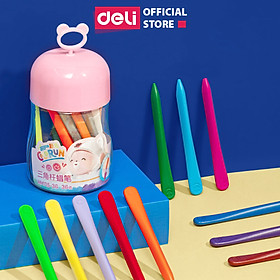 Bút sáp màu hữu cơ gấu con Deli - An toàn cho bé, không vấy bẩn tay - 12/24/36 màu - Tô màu, vẽ tranh học sinh trẻ em - Cán tam giác dễ cầm