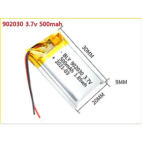 Pin Sạc Lithium Polymer 3.7V 500mah 902030 Cho tai nghe,loa Mp3 MP4 MP5 GPS PSP Bluetooth hàng mới