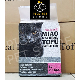 Cát vệ sinh đậu nành hữu cơ MIAO NATURAL TOFU 6L - siêu khử mùi, ít bụi. Có thể xả bồn cầu (Miaocat)